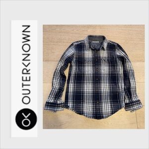 Outerknown Blanket Shirt Men's M  Navy Blue White Plaid Heavyweight